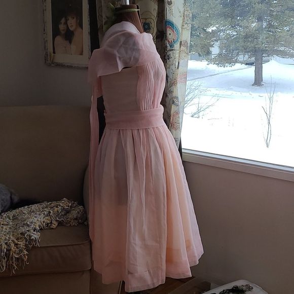 Vintage 50s 60s Tempo Togs Montreal Pink Dress Girls - Picture 11 of 12